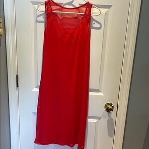 Red Sheer Long Beach cover up